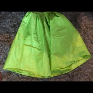 Lime green flared skirt